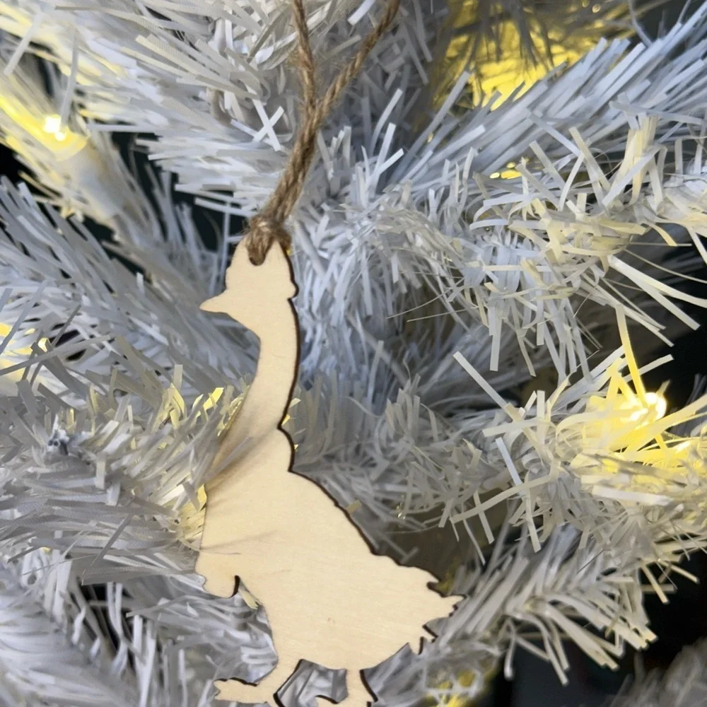 Vintage 1971 Festive Goose Bird Ornament - Red and Gray